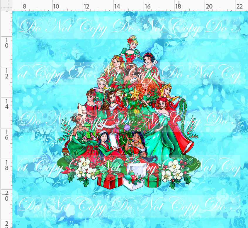 A Princess Christmas Story - panel - blue - princess tree - ADULT