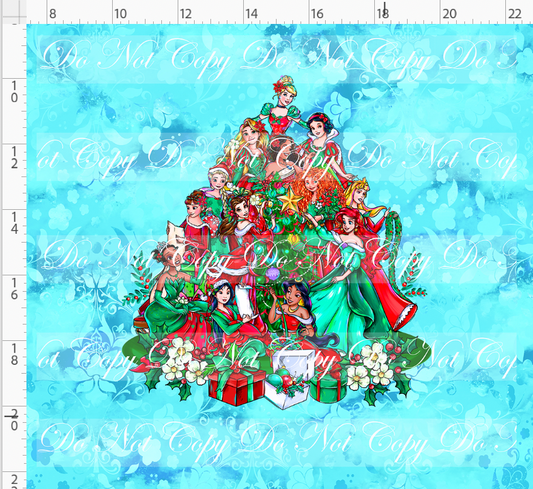 A Princess Christmas Story - panel - blue - princess tree - ADULT