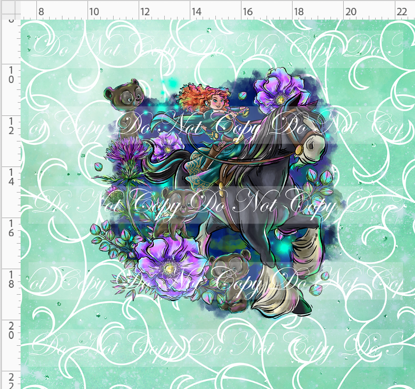 Brave at Heart - panel - sea foam - horse - ADULT