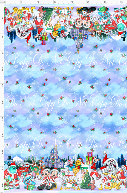 Christmas Globes - double border - light blue