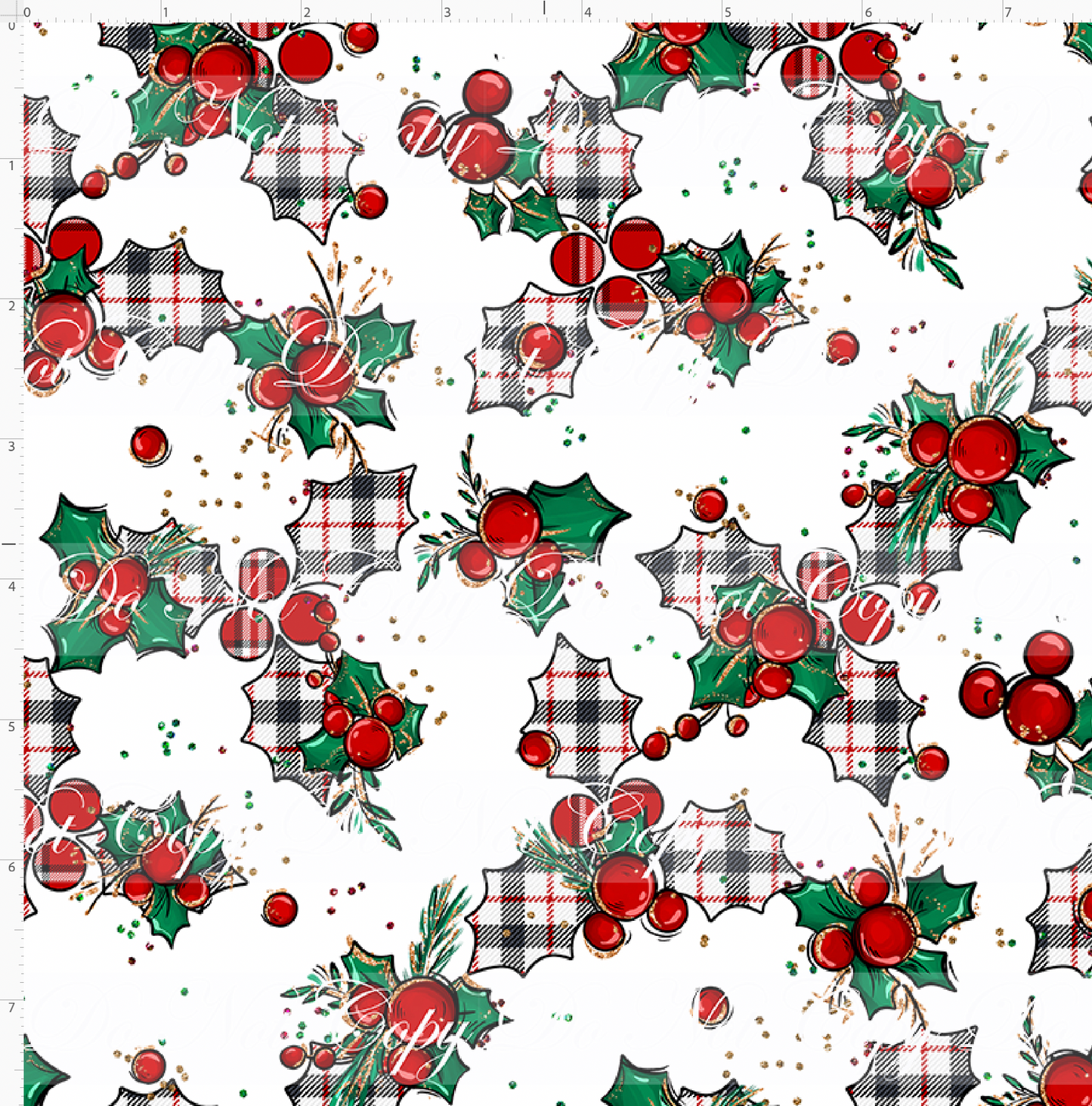 Christmas Mouse Classic-holly-white large plaid-small scale