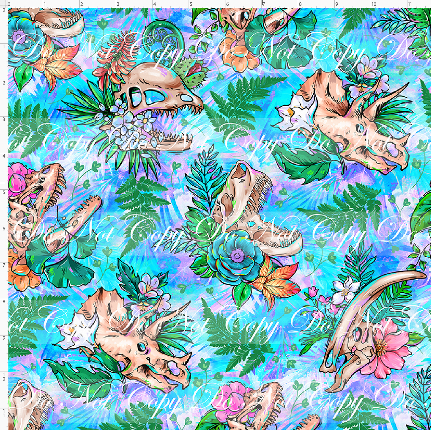 Dino Expedition - Bones - aqua - regular scale