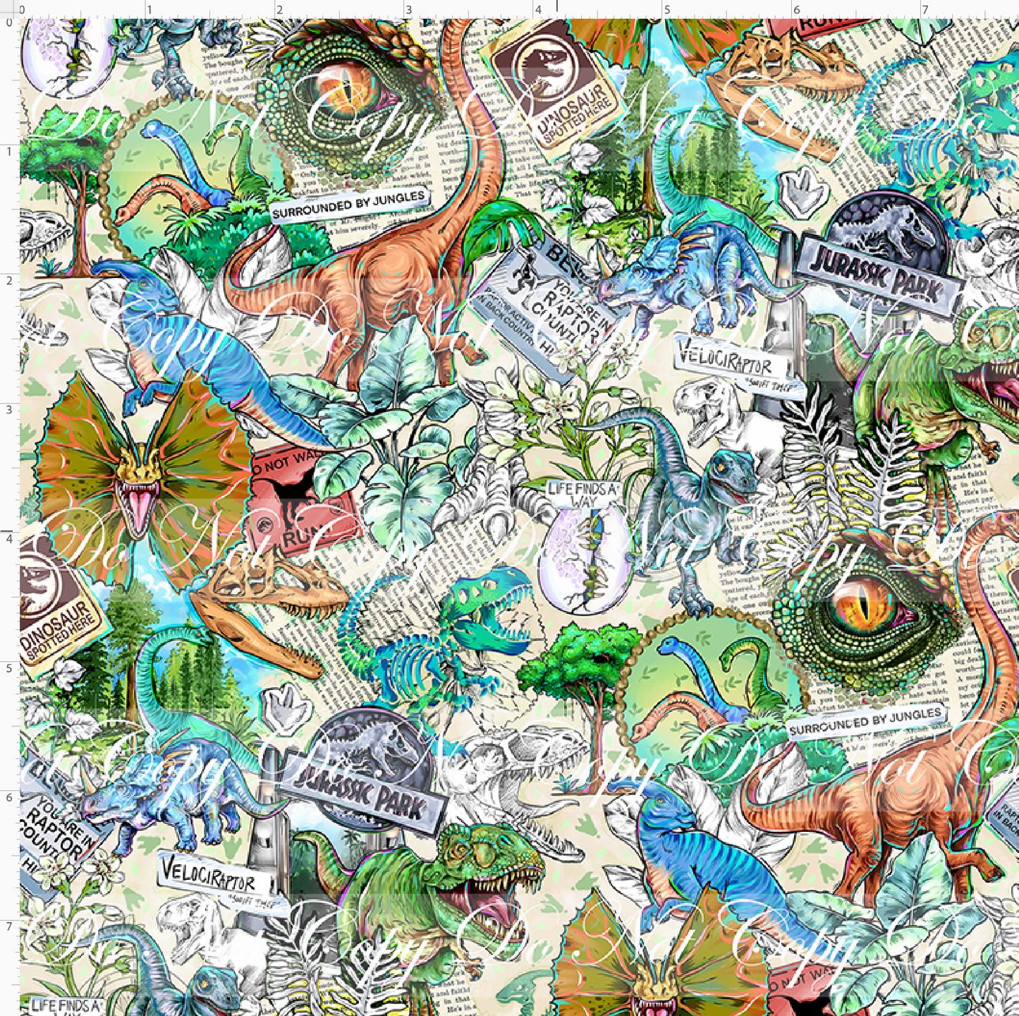 Dino Expedition - Dinos and newspaper - tan - small scale