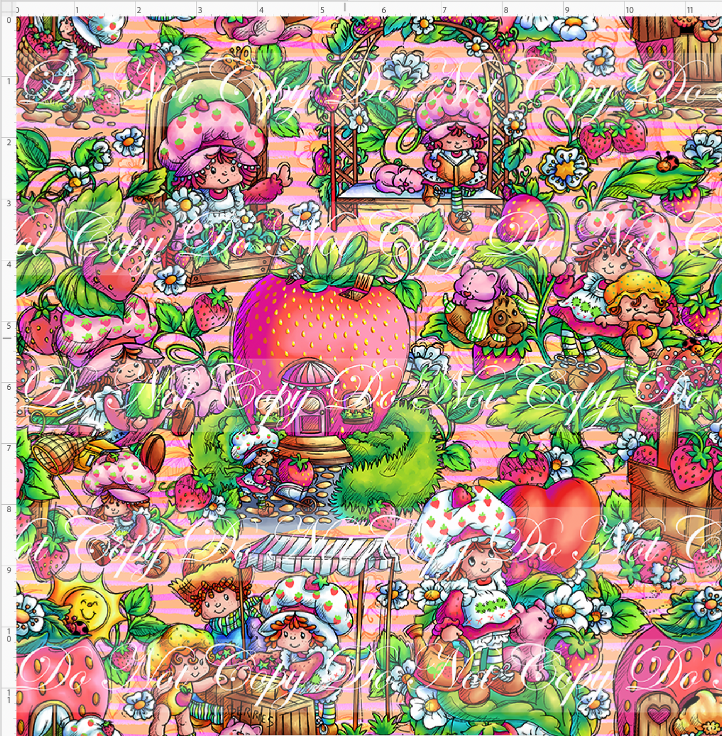 Down in the Strawberry Patch - Main Design - REGULAR SCALE - Pink