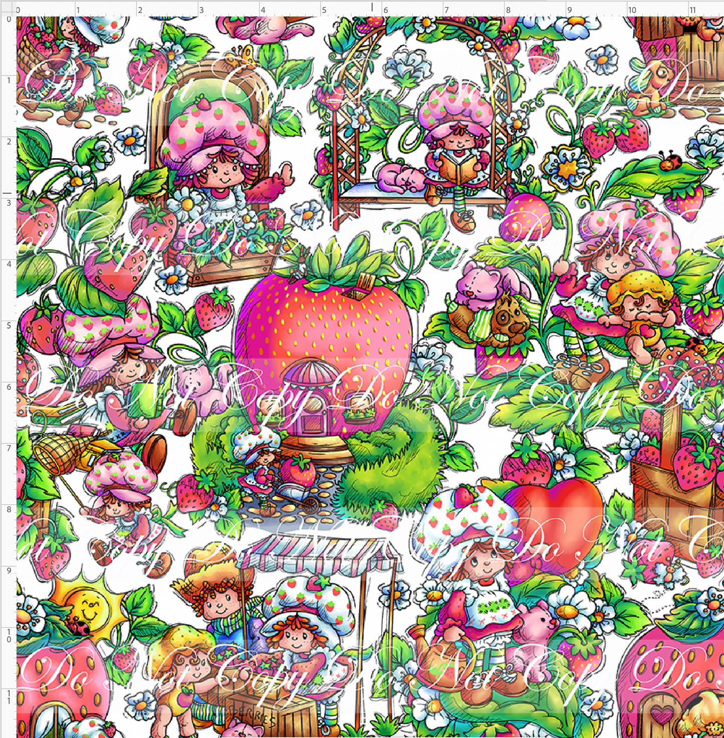 Down in the Strawberry Patch - Main Design - REGULAR SCALE - White