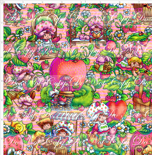 Down in the Strawberry Patch - Main Design - SMALL SCALE - Pink