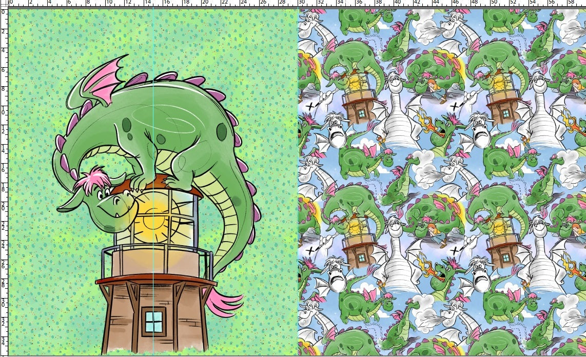 Dragon Friend - Childrens Blanket Panel 58W x 36H