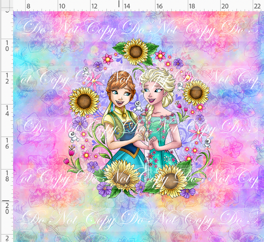 Forever Frozen - panel - colorful flowers - sister sunflower - ADULT