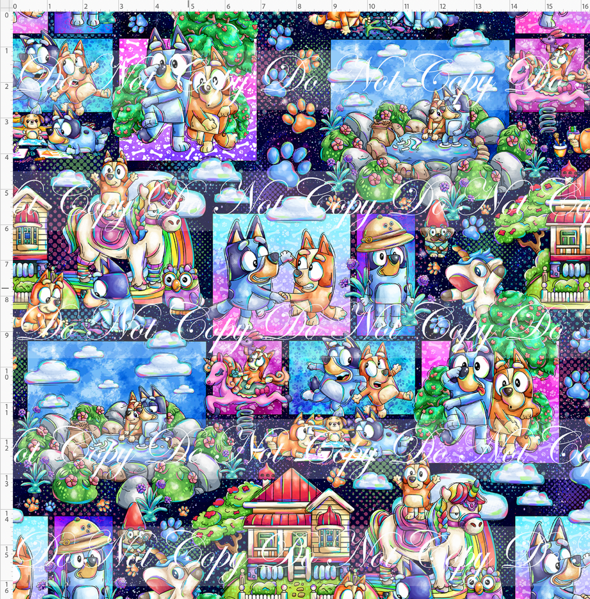 Heeler Hideaway - Characters in Squares - Navy - large scale