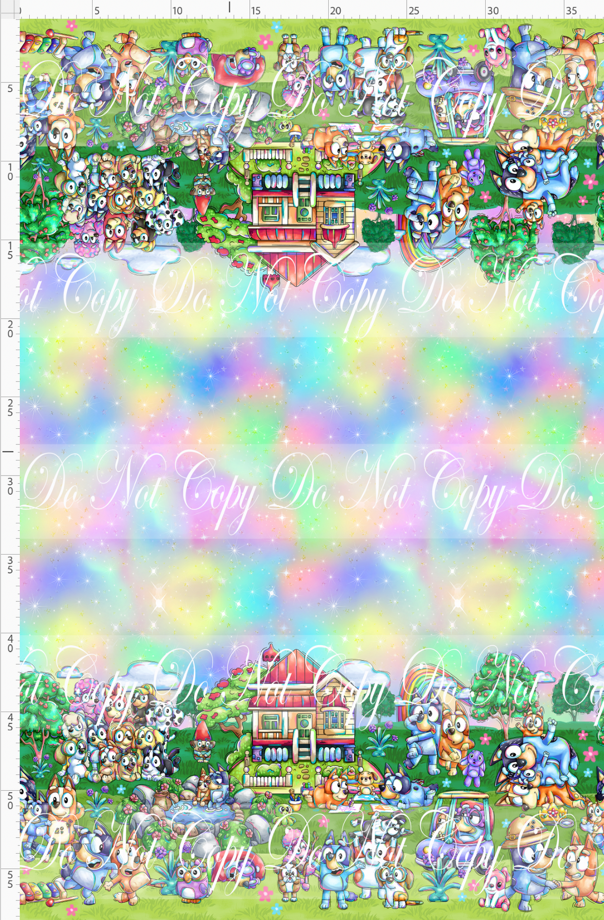 Heeler Hideaway - Double Border - Pastel Rainbow