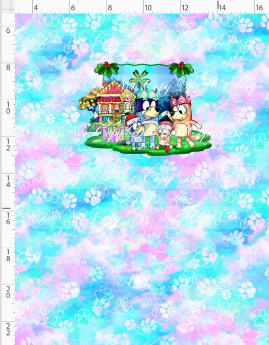 Heeler Holidays - panel - cotton candy - Main 4 with house - CHILD