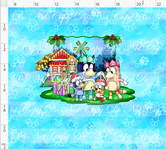 Heeler Holidays - panel - sky blue - Main 4 with house - ADULT