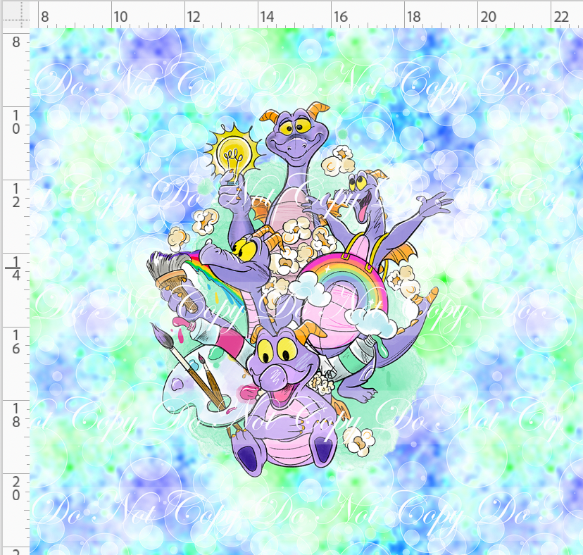 Imagination Dragon - Panel - Blue Green - ADULT