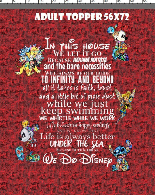 Magic Art - In This House - RED - Full Size Blanket Panel 58W x 72H