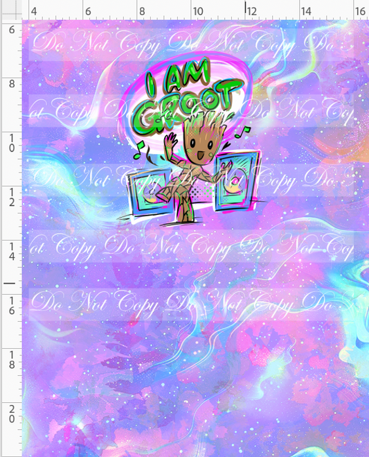 Kawaii Lord of the Galaxy - panel - purple - groot dancing - CHILD