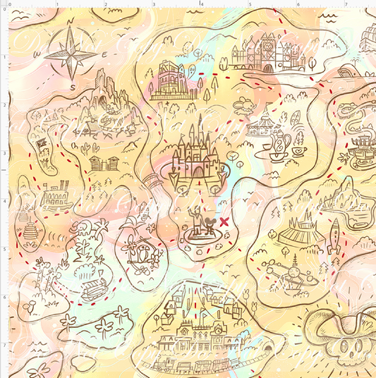 Kawaii Pirates - Pirate Map - tan - SMALL SCALE