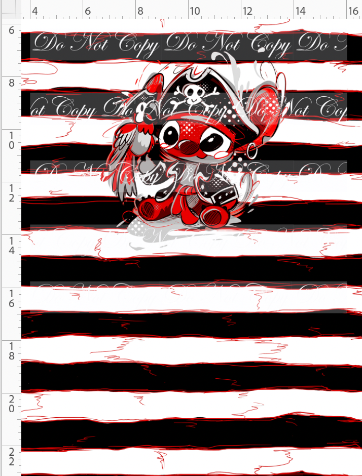 Kawaii Pirates - panel - 626 - black red stripe - CHILD