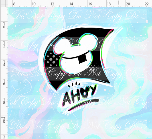 Kawaii Pirates - panel - AHOY flag - pastel - ADULT