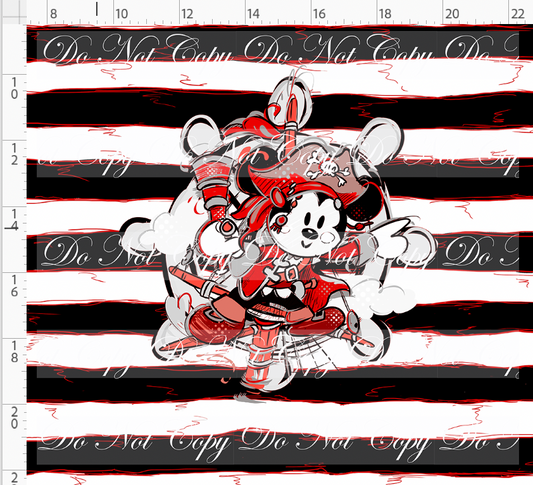 Kawaii Pirates - panel - Boy Mouse - black red stripe - ADULT