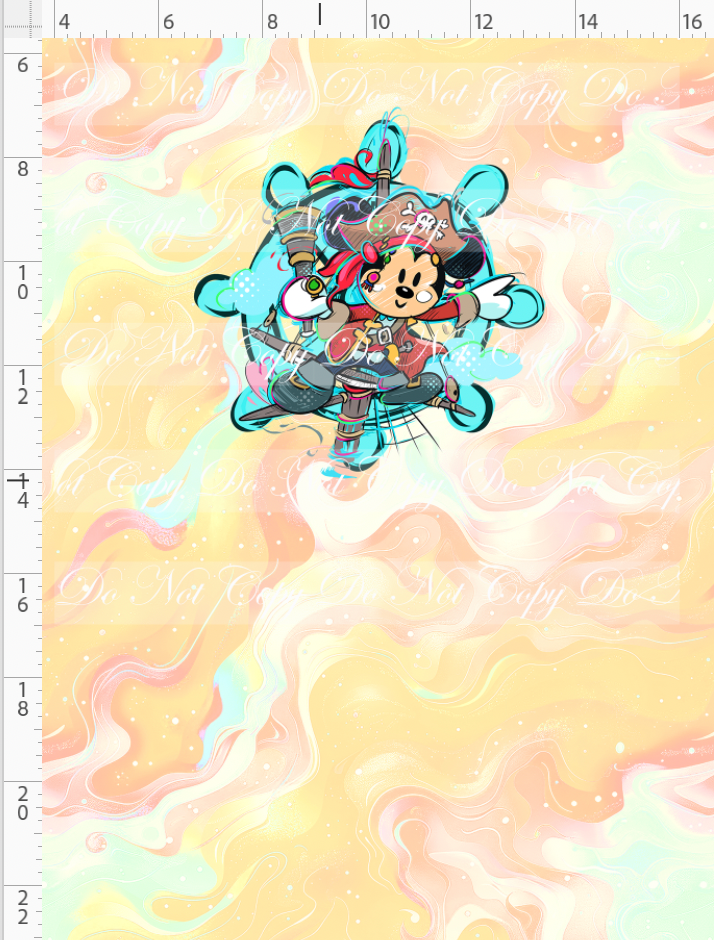 Kawaii Pirates - panel - Boy Mouse - tan - CHILD