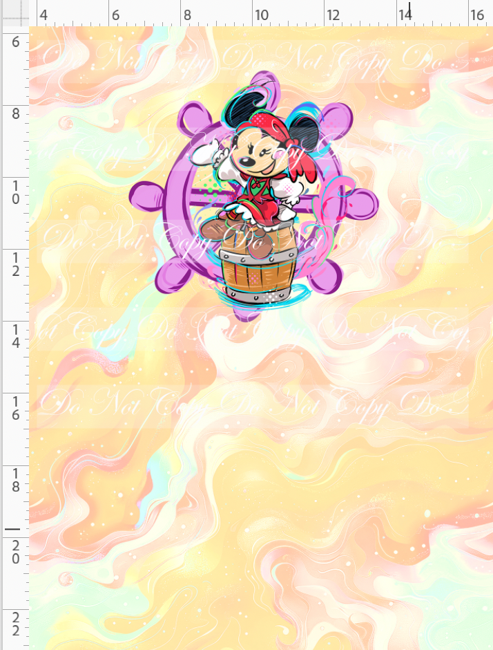 Kawaii Pirates - panel - Girl Mouse - tan - CHILD