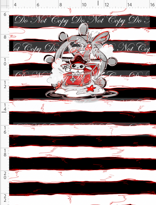 Kawaii Pirates - panel - Green Guy - black red stripe - CHILD