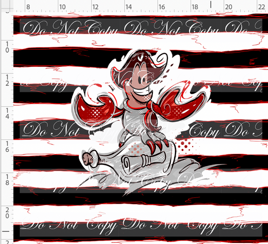 Kawaii Pirates - panel - Lobster - black red stripe - ADULT
