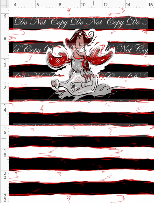 Kawaii Pirates - panel - Lobster - black red stripe - CHILD