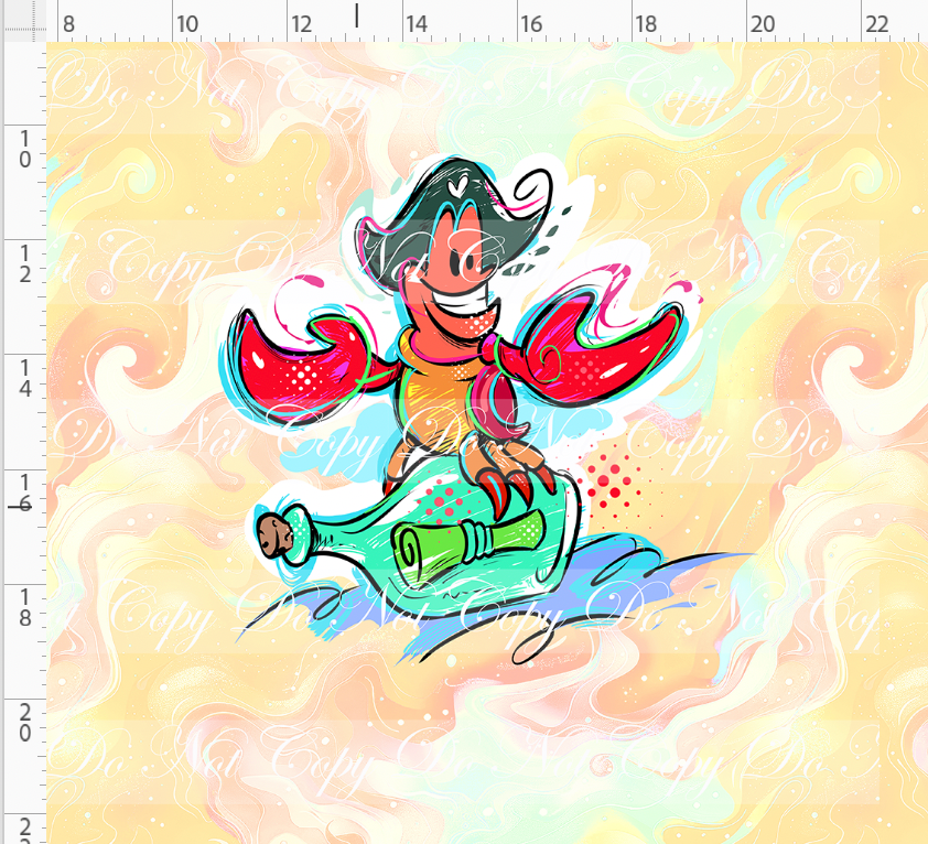 Kawaii Pirates - panel - Lobster - tan - ADULT