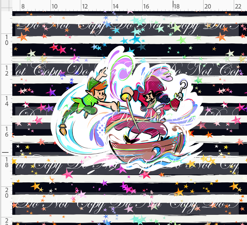 Kawaii Pirates - panel - Peter - black stripe with stars - ADULT