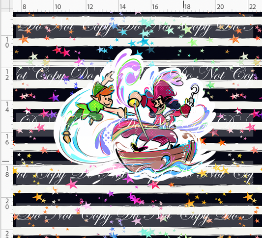 Kawaii Pirates - panel - Peter - black stripe with stars - ADULT