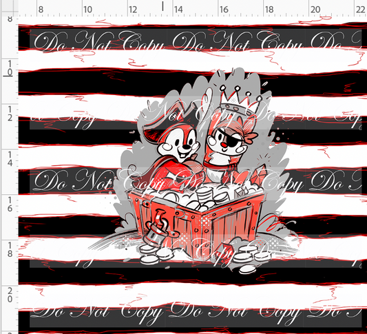 Kawaii Pirates - panel - chipmunks - black red stripe - ADULT