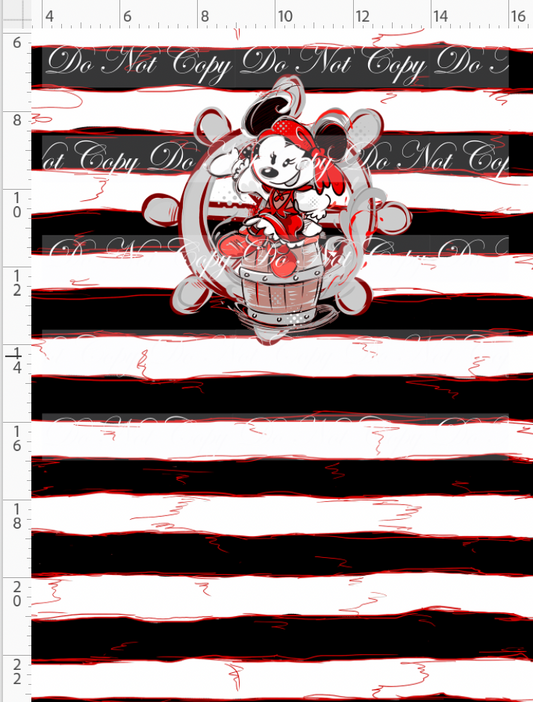 Kawaii Pirates - panel - girl mouse - black red stripe - CHILD