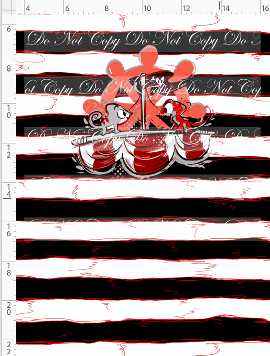 Kawaii Pirates - panel - lizards - black red stripe - CHILD