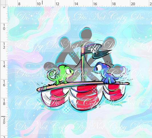 Kawaii Pirates - panel - lizards - pastel - ADULT