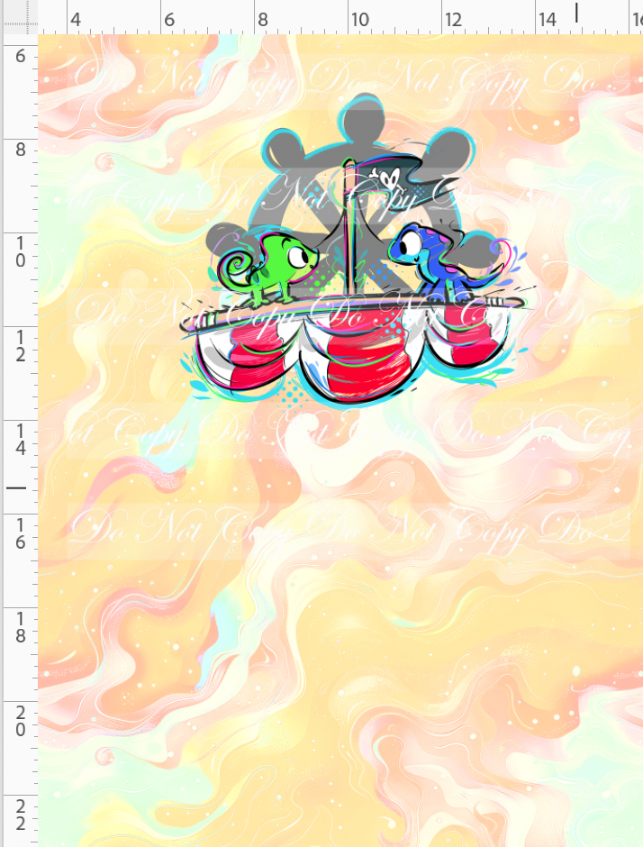 Kawaii Pirates - panel - lizards - tan - CHILD