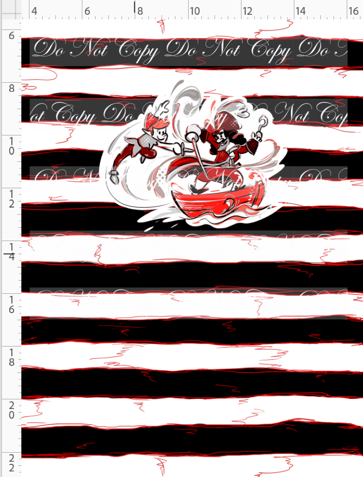 Kawaii Pirates - panel - peter - black red stripe - CHILD