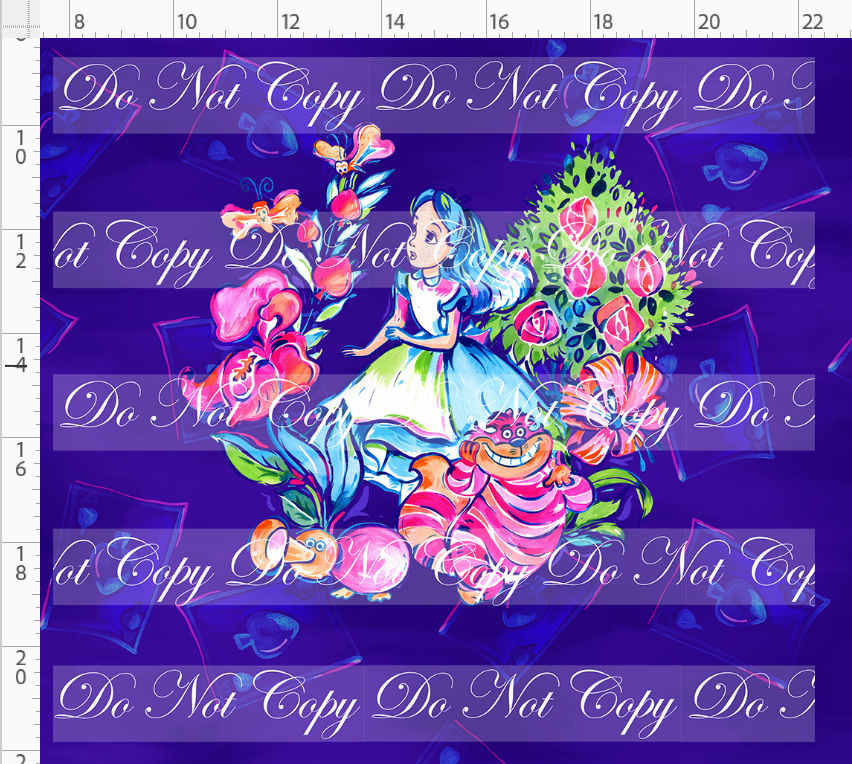 LP Inspired-Wonderland-Panel-cat and girl-navy-adult