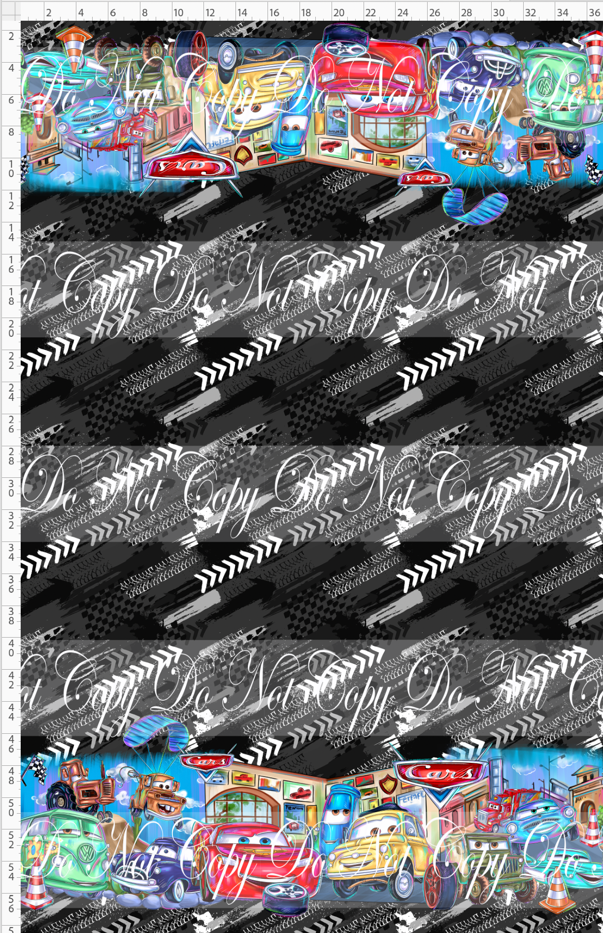 Lightening Cars-Double Border-black white