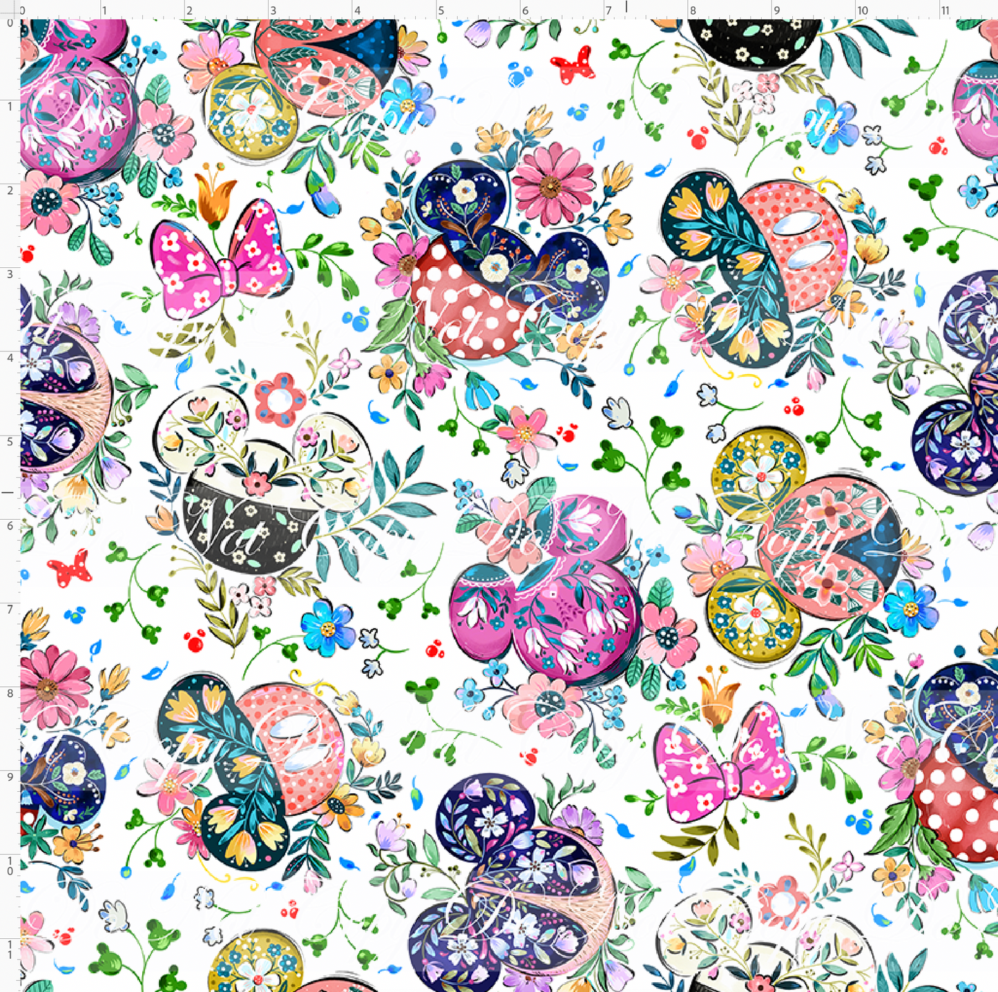 Magical Mice Coordinates - Mouse Ears Floral Toss - White