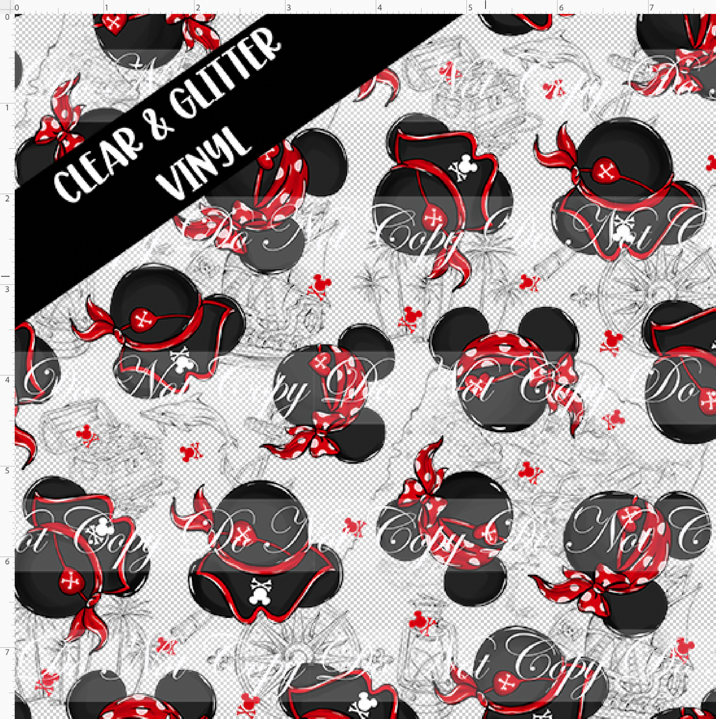 Mouse Pirates and Friends-Pirate Heads-small scale-CLEAR & GLITTER VINYL