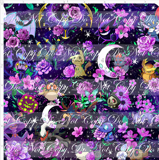 Nocturnal Cuties - main - black and purple - small scale