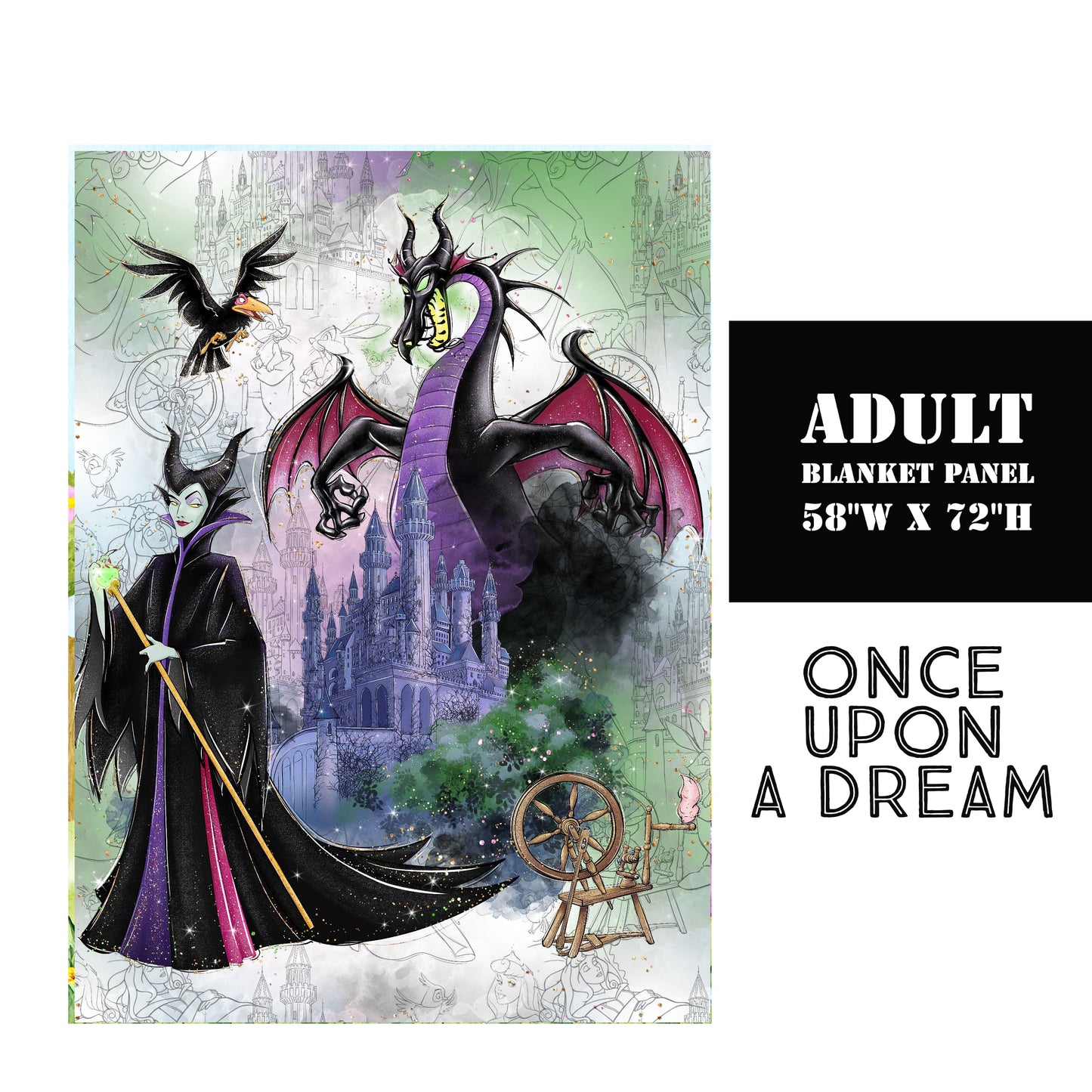 Once Upon a Dream - EVIL SIDE - Full Size Blanket Panel 58W x 72H
