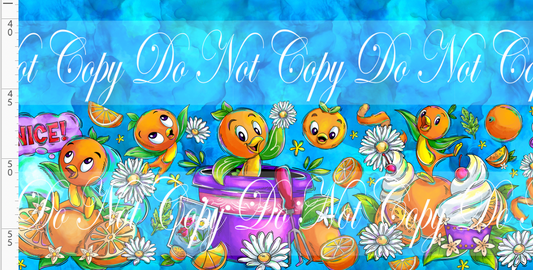 Orange Sunshine - Double Border - Aqua