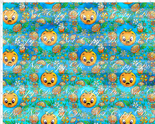 Orange Sunshine - Face and Floral - Aqua - SMALL SCALE