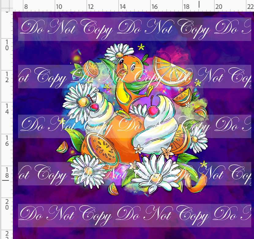 Orange Sunshine - Panel - Purple - bird and whip - ADULT