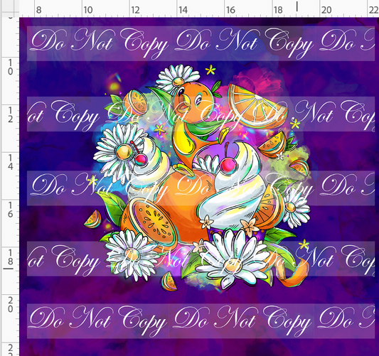 Orange Sunshine - Panel - Purple - bird and whip  - ADULT