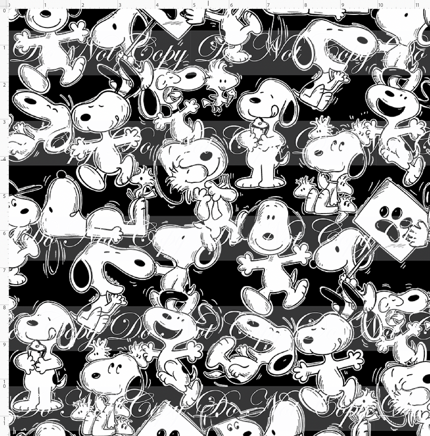 Peanut Pup-stacked pup-black white-regular scale