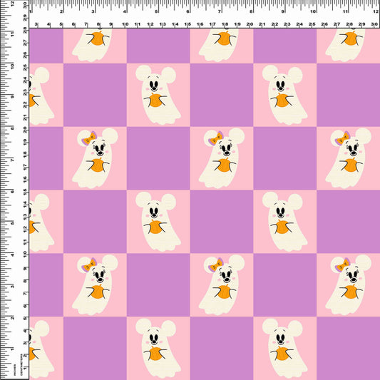 Pretty Spooky - Mouse Ghost Check - Pink - Regular Scale