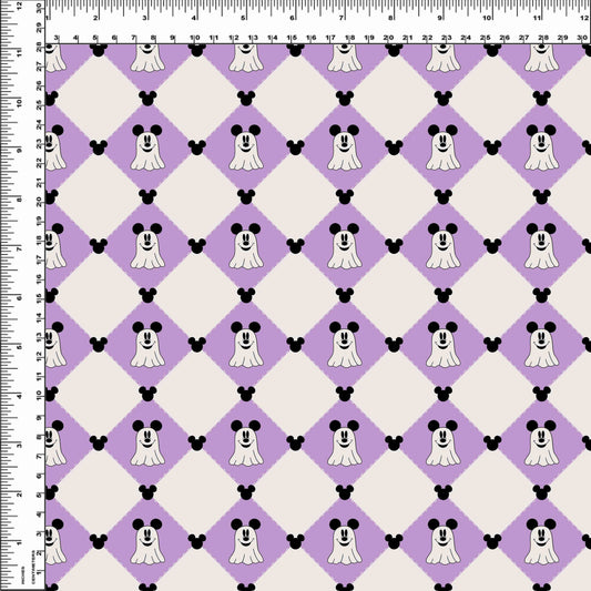 Pretty Spooky - Mouse Ghost Purple Argyle